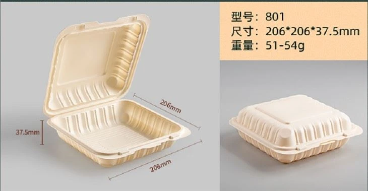8x8 Inch Hinged Take Out Away Oneposable Food Container Packing Box Bioodegrable