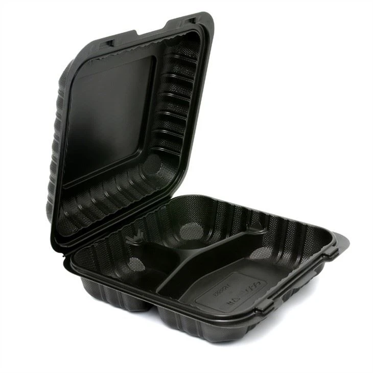 Ekološki prihvatljive 9x9X3inch crne jednokratne posude za spremanje obroka za spremanje hrane Plastična kutija za ručak Bento za višekratnu upotrebu