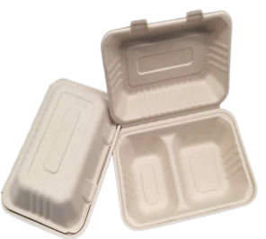 To Go kontejneri sa poklopcima Bagasse 2 pretinca
